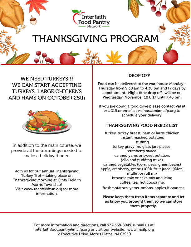 Thanksgiving & Turkey Donations - Interfaith Food Pantry Network